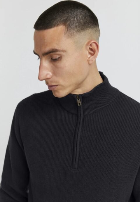 Blend Fine Knitted Sweater Men with Half Zip - 100% Cotton - Image 6
