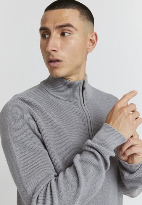 Blend Fine Knitted Sweater Men with Half Zip - 100% Cotton