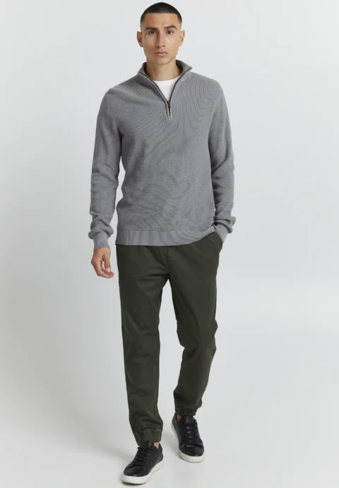 Blend Fine Knitted Sweater Men with Half Zip - 100% Cotton - Image 2